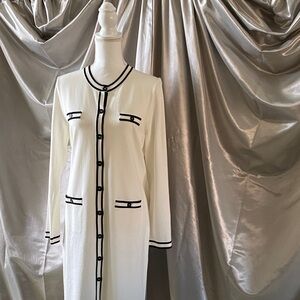 Karl Lagerfeld White Sweater with Black Trim.  Feels and looks like quiet luxury